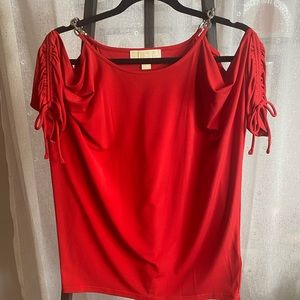 Michael Kora Cutout Shoulder, Embellished Top